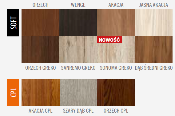 Kolory drzwi ERKADO ALEJA LUX PEŁNE