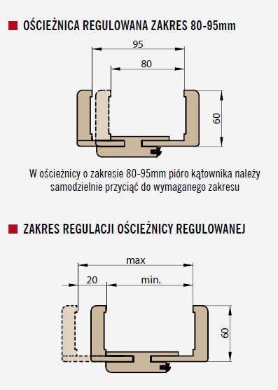 Ościeżnica regulowana zakres 80-95mm